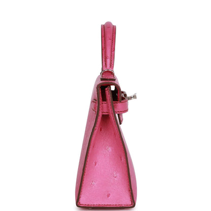 Hermes Kelly 20 Sellier Fuchsia Ostrich Palladium Hardware