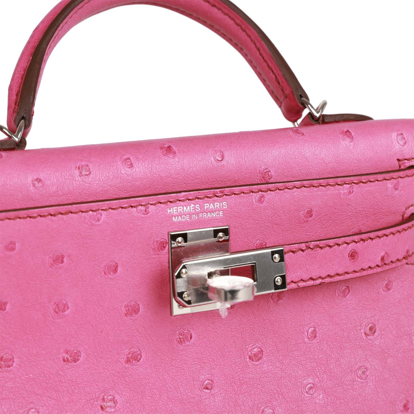 Hermes Kelly 20 Sellier Fuchsia Ostrich Palladium Hardware