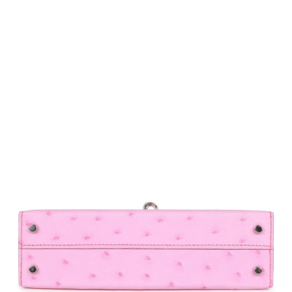 Hermes Kelly 20 Sellier Bubblegum Ostrich Palladium Hardware