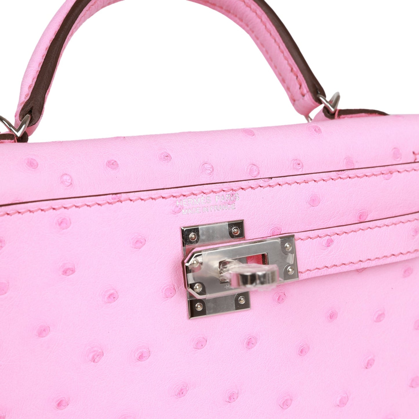 Hermes Kelly 20 Sellier Bubblegum Ostrich Palladium Hardware