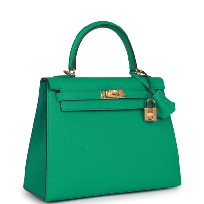 Hermes Kelly 25 Sellier Vert Jade Epsom Gold Hardware