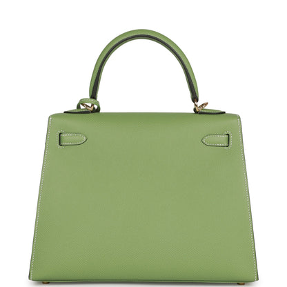 Hermes Special Order (HSS) Kelly 25 Sellier Vert Criquet Epsom Permabrass Hardware