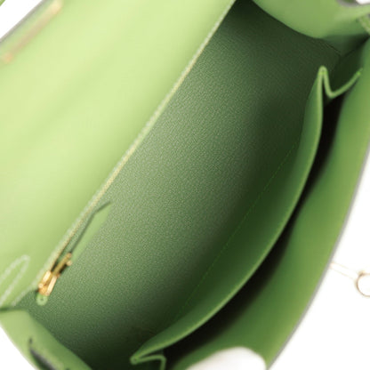 Hermes Special Order (HSS) Kelly 25 Sellier Vert Criquet Epsom Permabrass Hardware