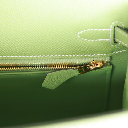 Hermes Special Order (HSS) Kelly 25 Sellier Vert Criquet Epsom Permabrass Hardware