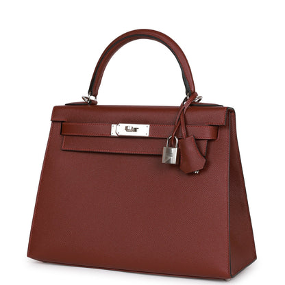 Hermes Kelly 28 Sellier Rouge H Epsom Palladium Hardware