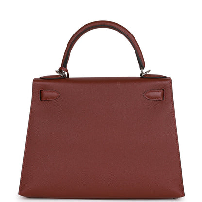 Hermes Kelly 28 Sellier Rouge H Epsom Palladium Hardware