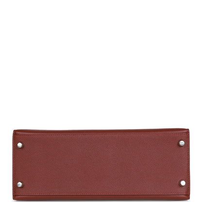 Hermes Kelly 28 Sellier Rouge H Epsom Palladium Hardware