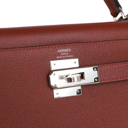 Hermes Kelly 28 Sellier Rouge H Epsom Palladium Hardware