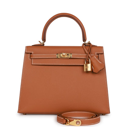 Hermes Kelly 25 Sellier Gold Epsom Gold Hardware