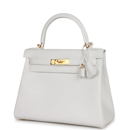 Hermes Kelly 28 Retourne New White Evercolor Gold Hardware