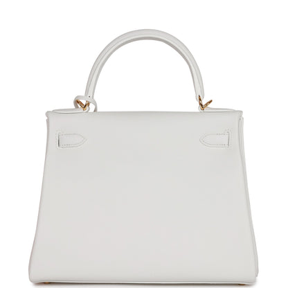 Hermes Kelly 28 Retourne New White Evercolor Gold Hardware