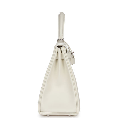 Hermes Kelly 28 Retourne White Evercolor Palladium Hardware