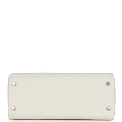 Hermes Kelly 28 Retourne White Evercolor Palladium Hardware