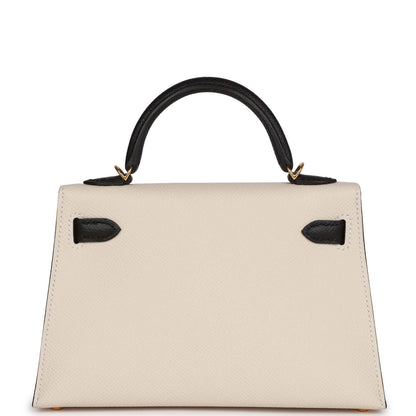 Hermes Special Order (HSS) Kelly 20 Sellier Craie and Black Epsom Gold Hardware