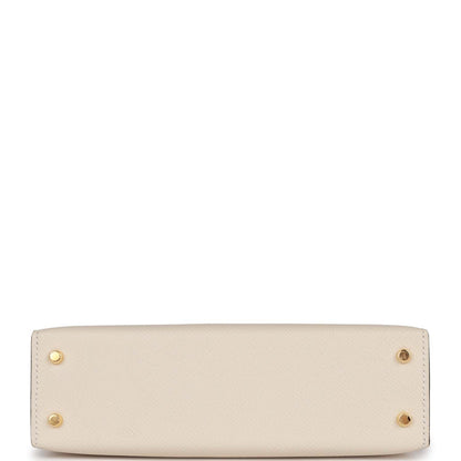 Hermes Special Order (HSS) Kelly 20 Sellier Craie and Black Epsom Gold Hardware