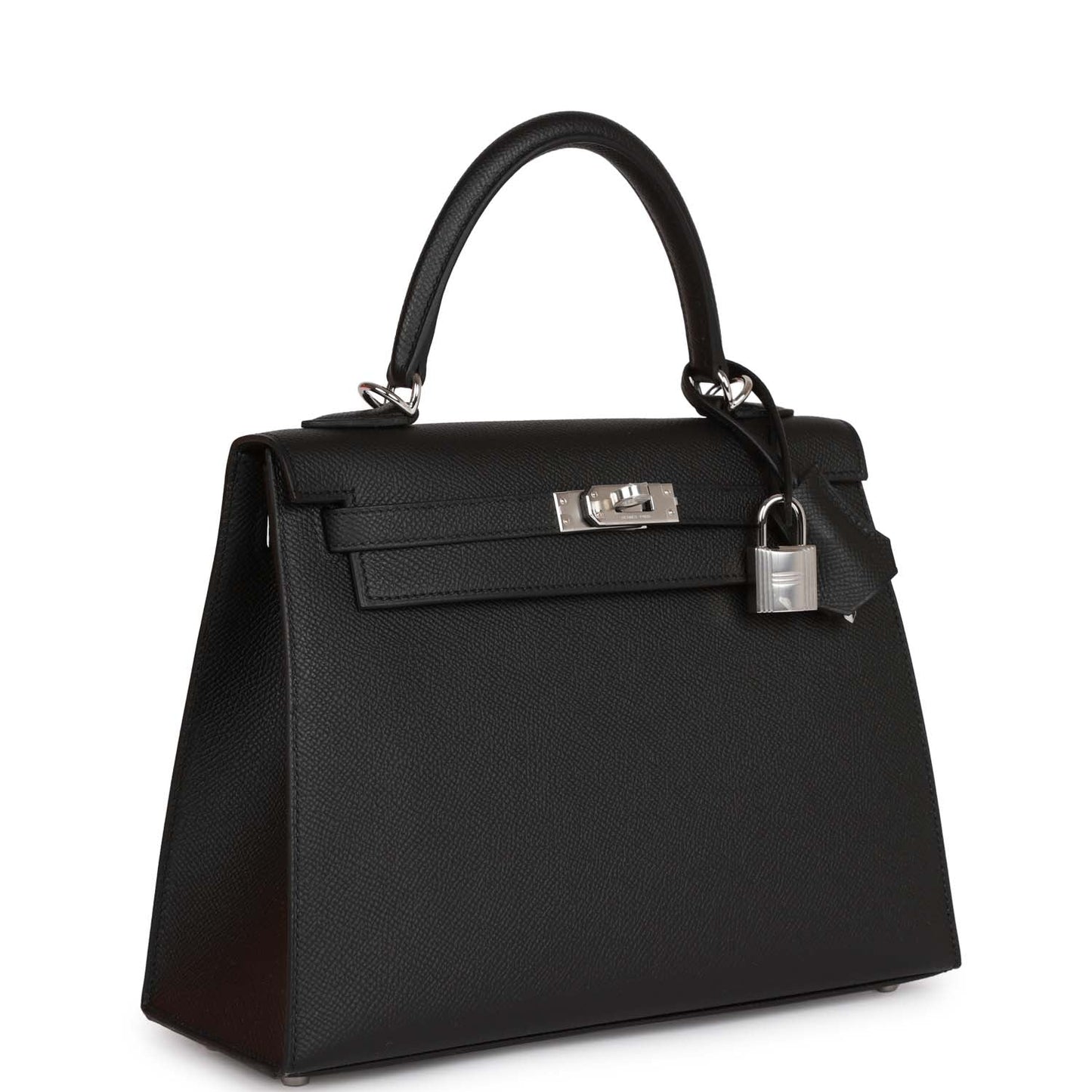 Hermes Kelly 25 Sellier Black Epsom Palladium Hardware