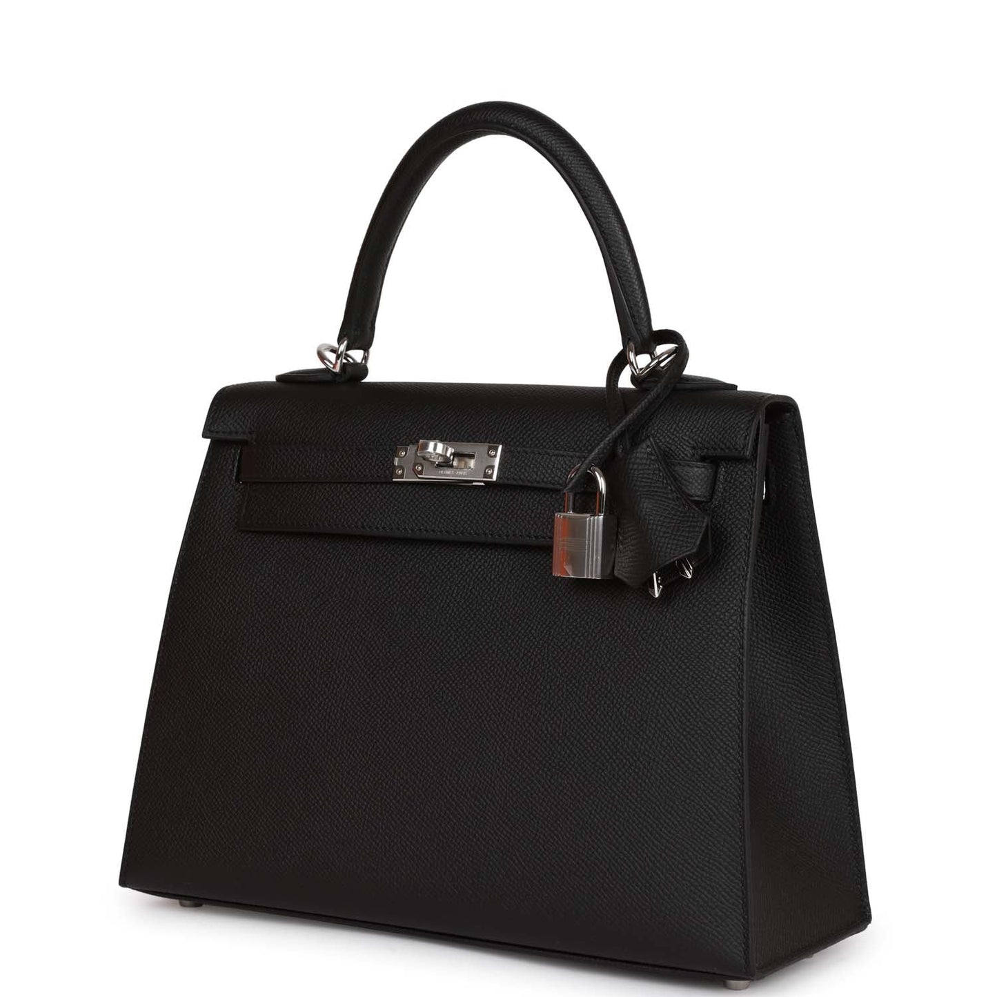 Hermes Kelly 25 Sellier Black Epsom Palladium Hardware