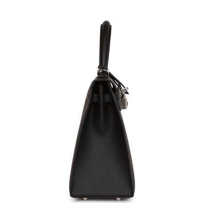 Hermes Kelly 25 Sellier Black Epsom Palladium Hardware