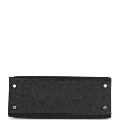 Hermes Kelly 25 Sellier Black Epsom Palladium Hardware