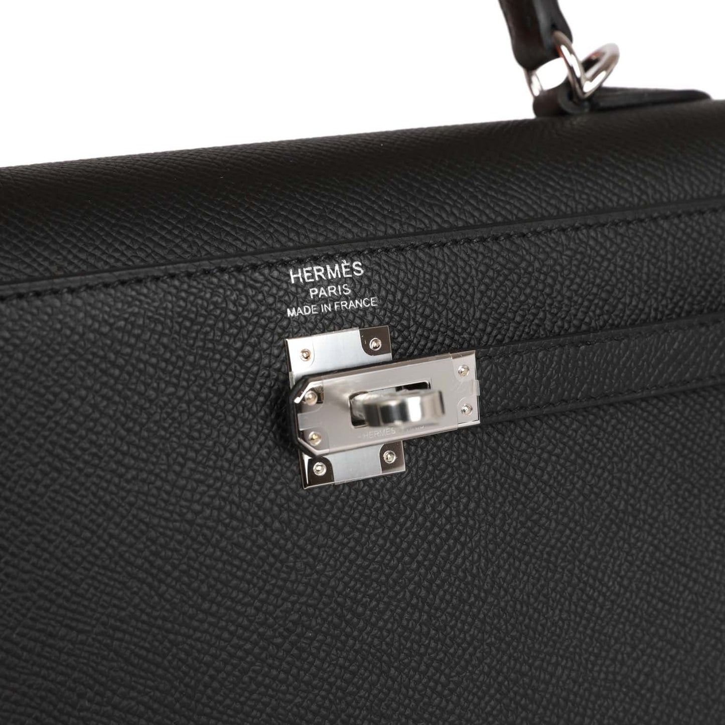 Hermes Kelly 25 Sellier Black Epsom Palladium Hardware