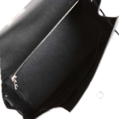 Hermes Kelly 25 Sellier Black Epsom Palladium Hardware