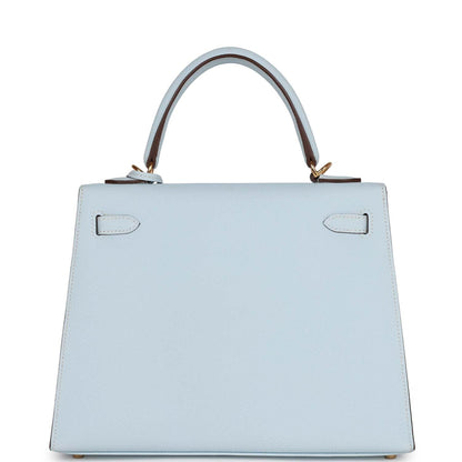Hermes Kelly 25 Sellier Bleu Brume Epsom Gold Hardware