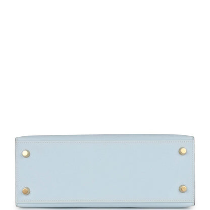 Hermes Kelly 25 Sellier Bleu Brume Epsom Gold Hardware