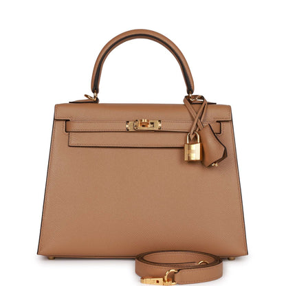 Hermes Kelly 25 Sellier Chai Epsom Gold Hardware