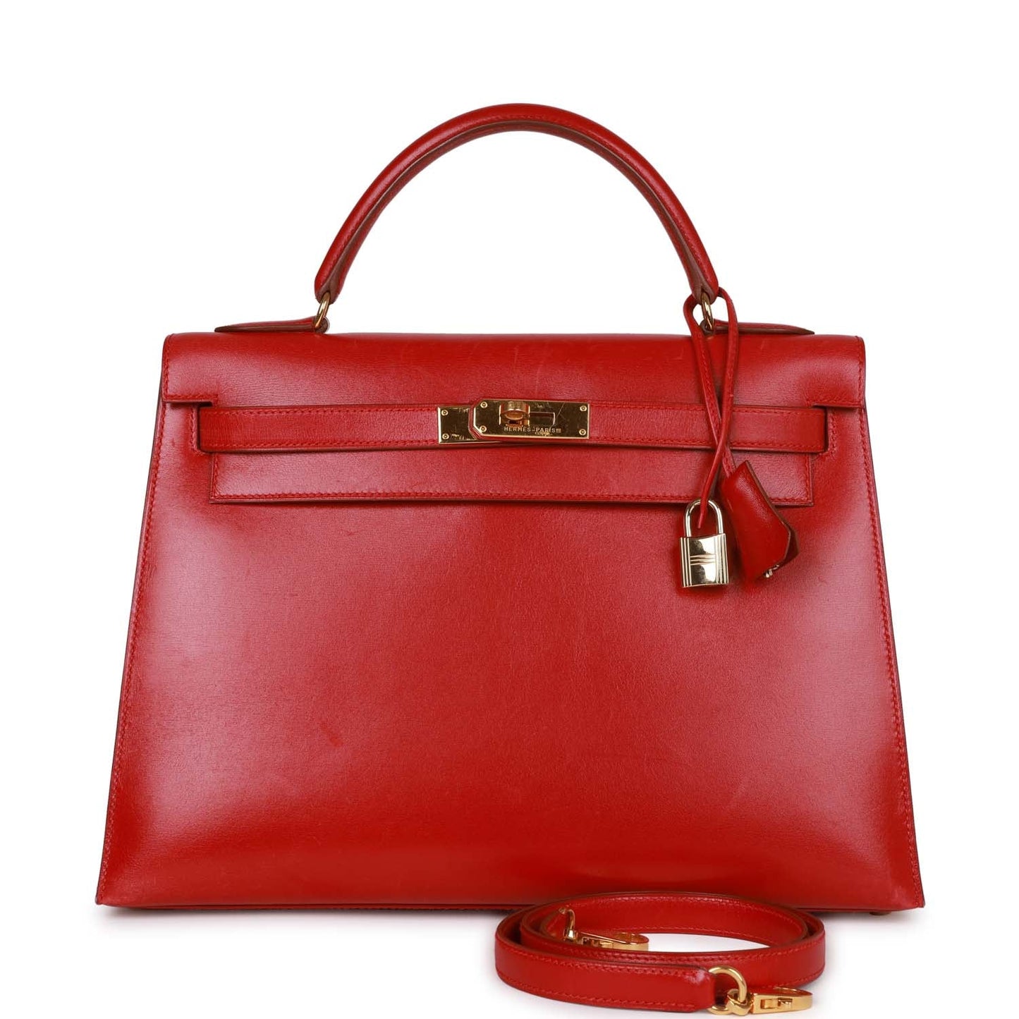 Hermes Kelly 32 Sellier Rouge Vif Box Gold Hardware