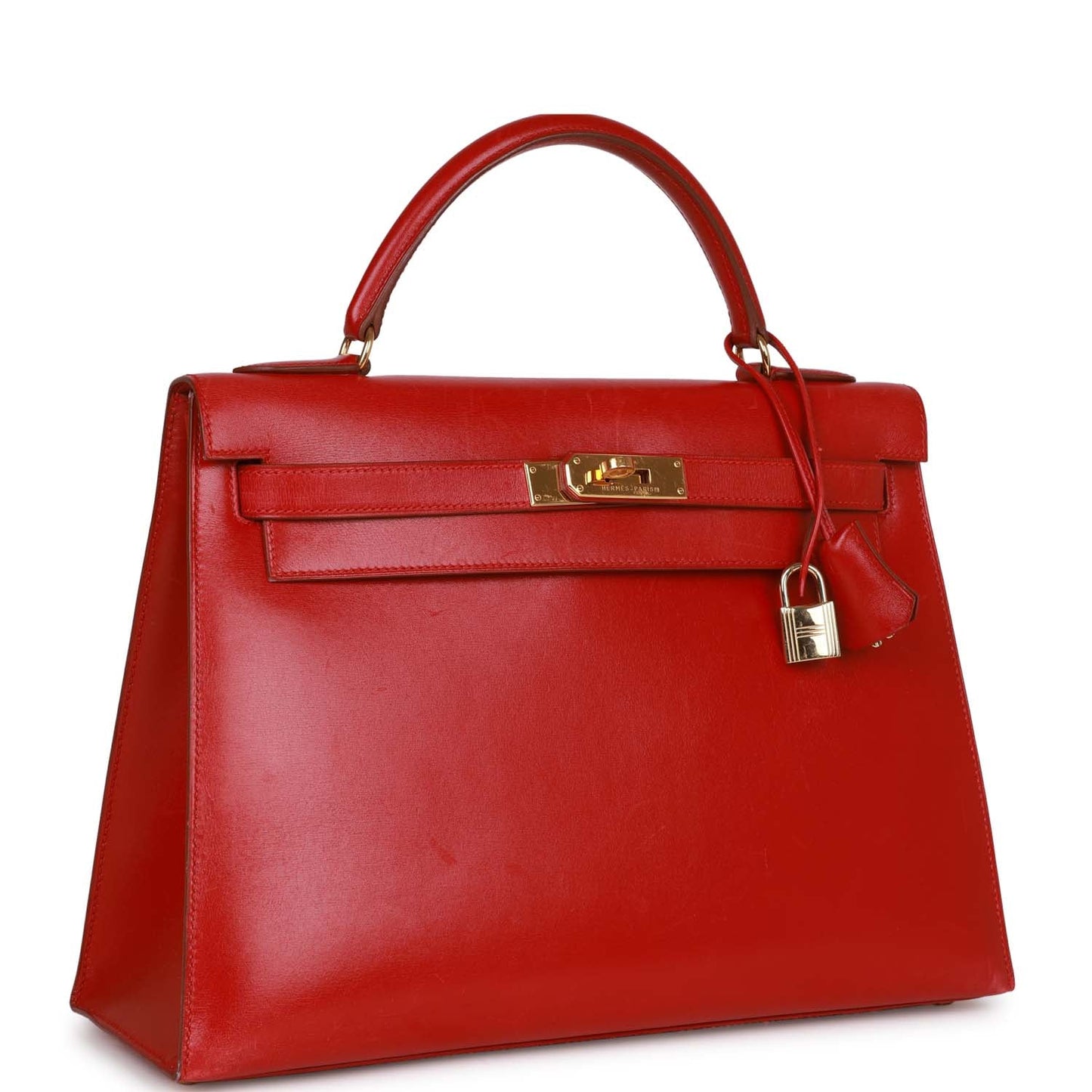 Hermes Kelly 32 Sellier Rouge Vif Box Gold Hardware