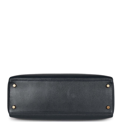Hermes Kelly 32 Retourne Bleu Marine Courchevel Gold Hardware