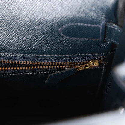 Hermes Kelly 32 Retourne Bleu Marine Courchevel Gold Hardware