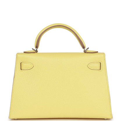 Hermes Kelly 20 Sellier Limoncello Chevre Palladium Hardware
