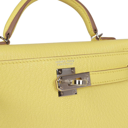 Hermes Kelly 20 Sellier Limoncello Chevre Palladium Hardware