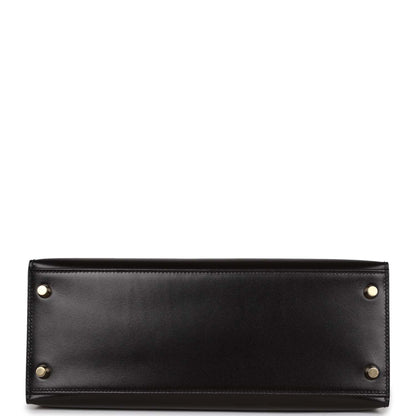 Hermes Kelly 28 Sellier Black Box Gold Hardware