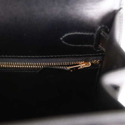 Hermes Kelly 28 Sellier Black Box Gold Hardware