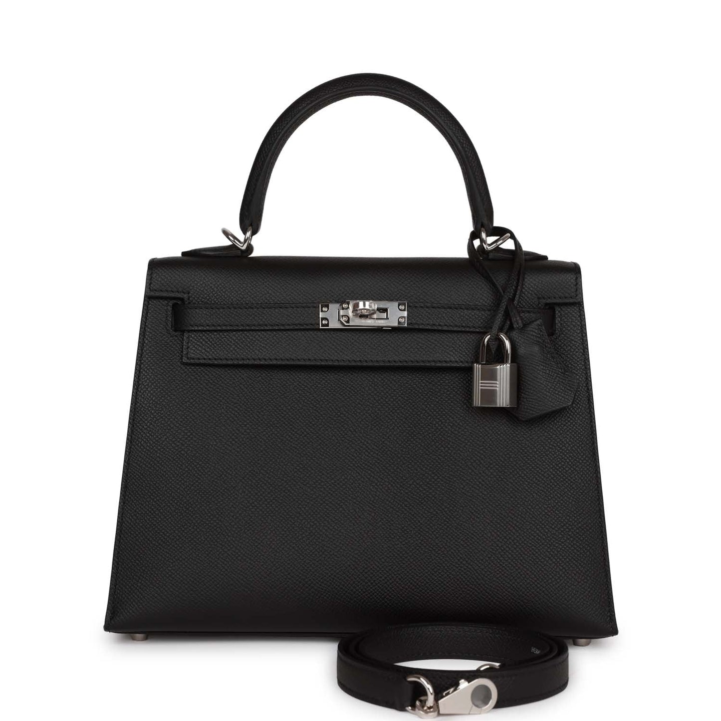 Hermes Kelly 25 Sellier Black Epsom Palladium Hardware