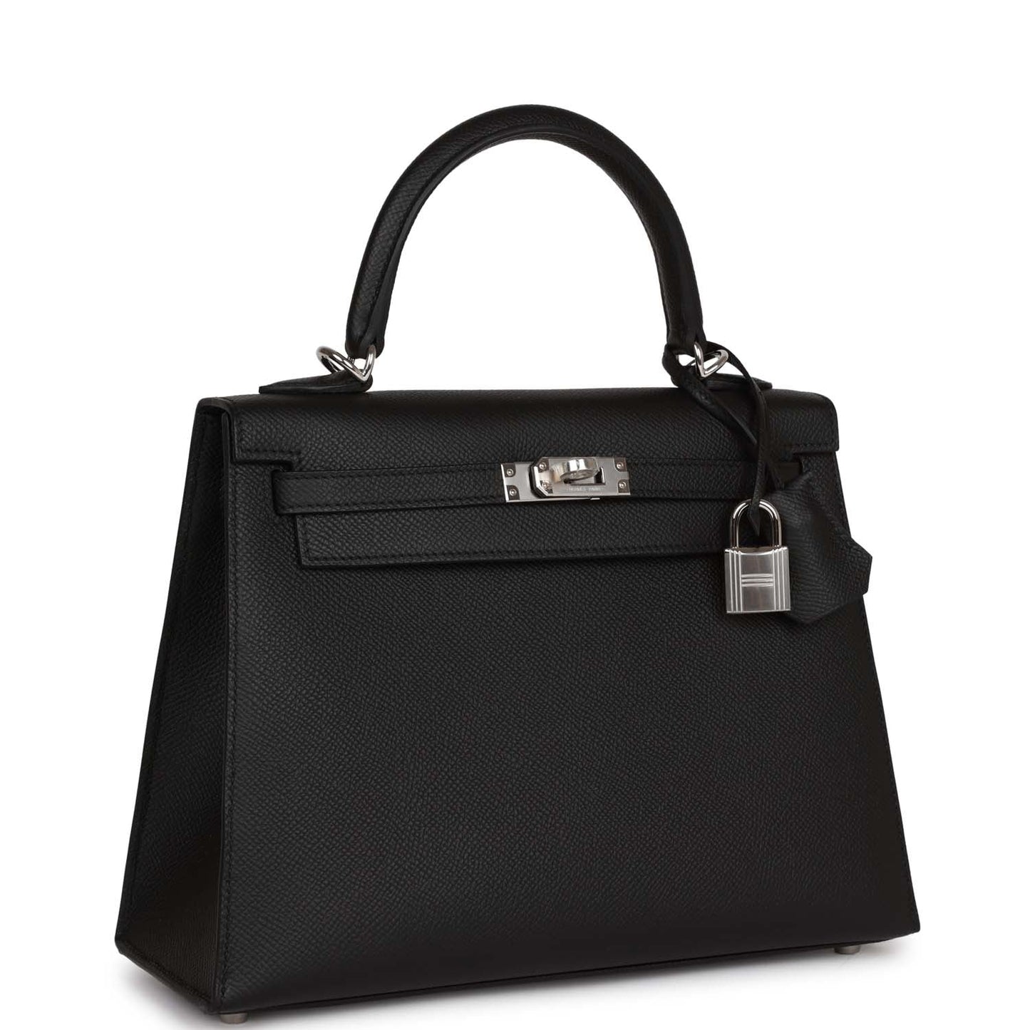 Hermes Kelly 25 Sellier Black Epsom Palladium Hardware