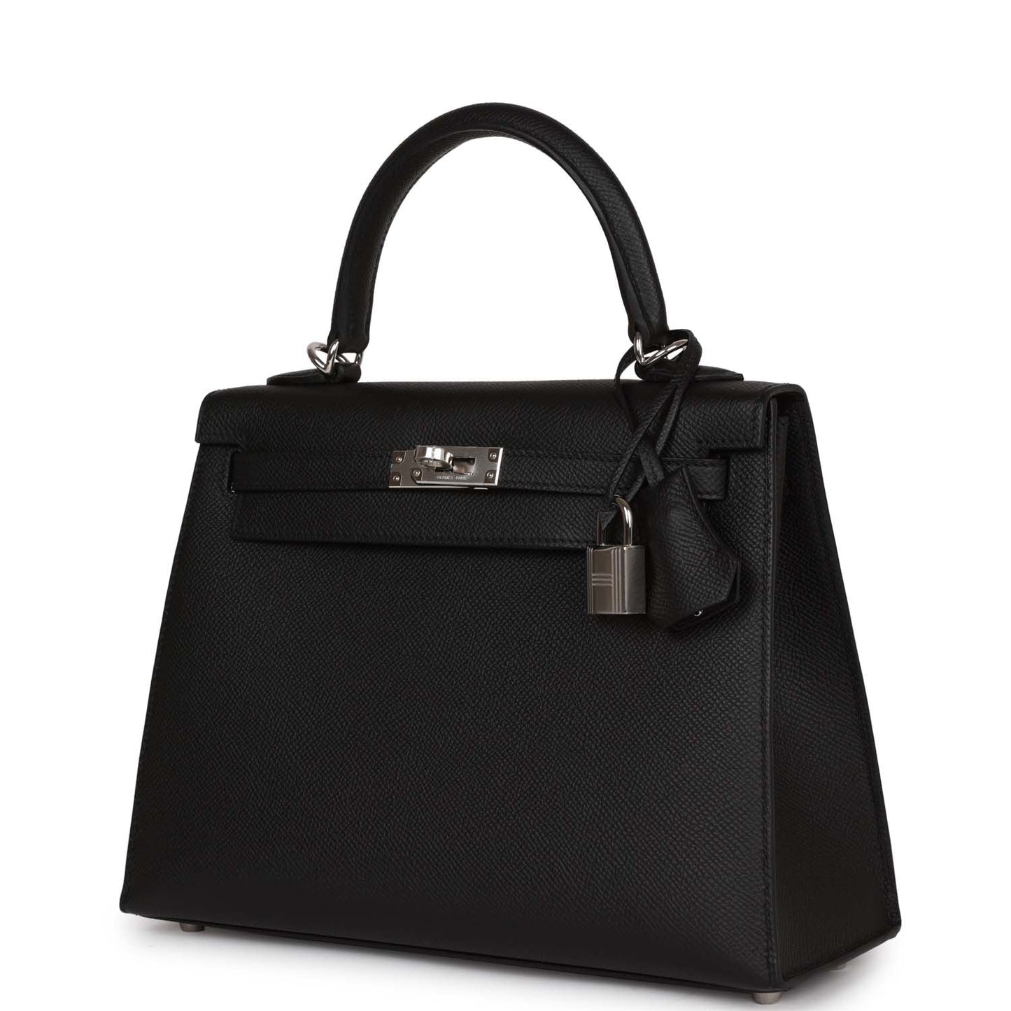 Hermes Kelly 25 Sellier Black Epsom Palladium Hardware