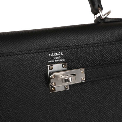Hermes Kelly 25 Sellier Black Epsom Palladium Hardware