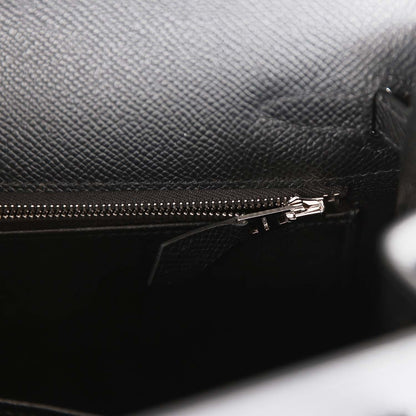 Hermes Kelly 25 Sellier Black Epsom Palladium Hardware