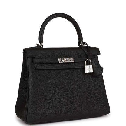 Hermes Kelly 25 Retourne Black Togo Palladium Hardware