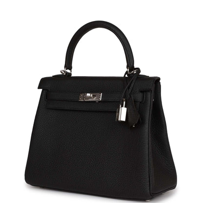 Hermes Kelly 25 Retourne Black Togo Palladium Hardware