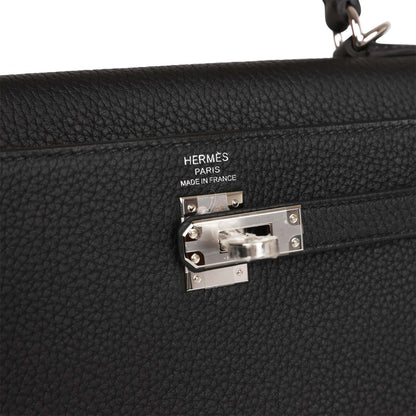 Hermes Kelly 25 Retourne Black Togo Palladium Hardware