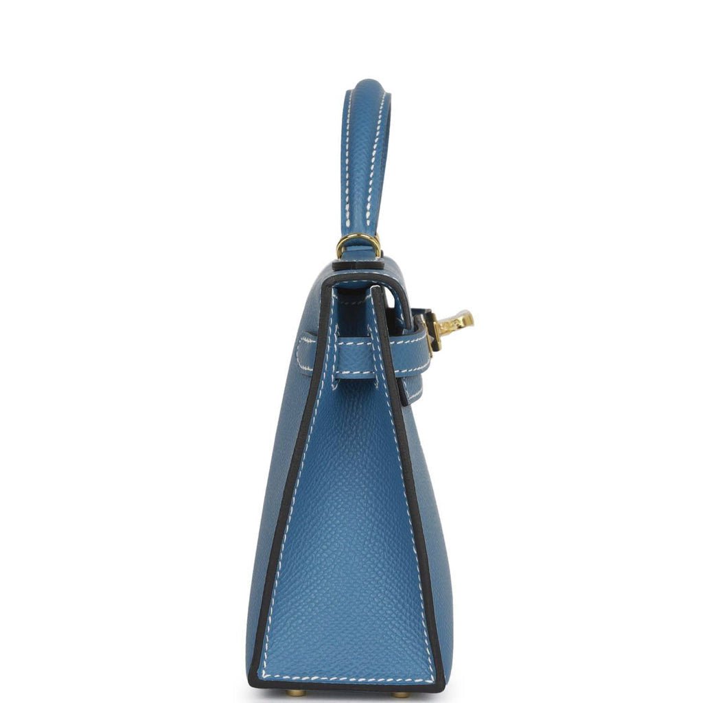 Hermes Kelly 20 Sellier Blue Jean Epsom Gold Hardware