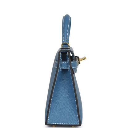 Hermes Kelly 20 Sellier Blue Jean Epsom Gold Hardware