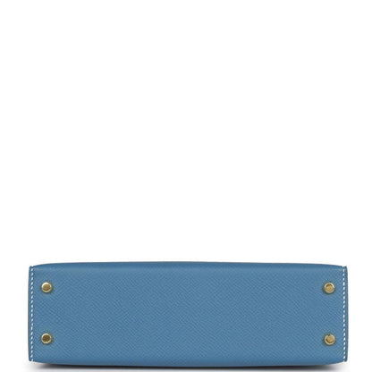 Hermes Kelly 20 Sellier Blue Jean Epsom Gold Hardware