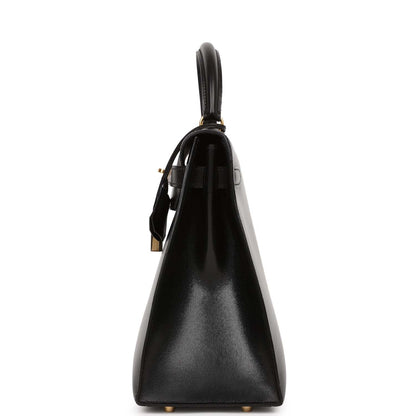 Hermes Kelly 32 Sellier Black Box Gold Hardware