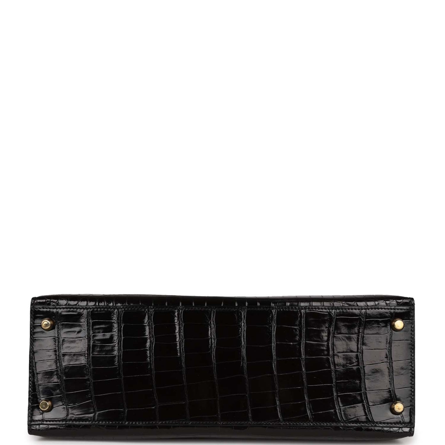 Hermes Kelly 32 Sellier Black Shiny Niloticus Crocodile Gold Hardware