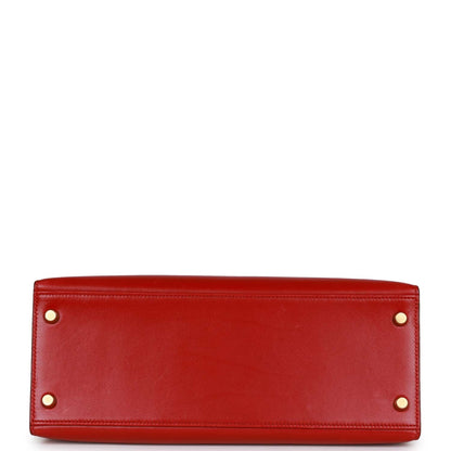 Hermes Kelly 28 Sellier Rouge Vif Box Gold Hardware